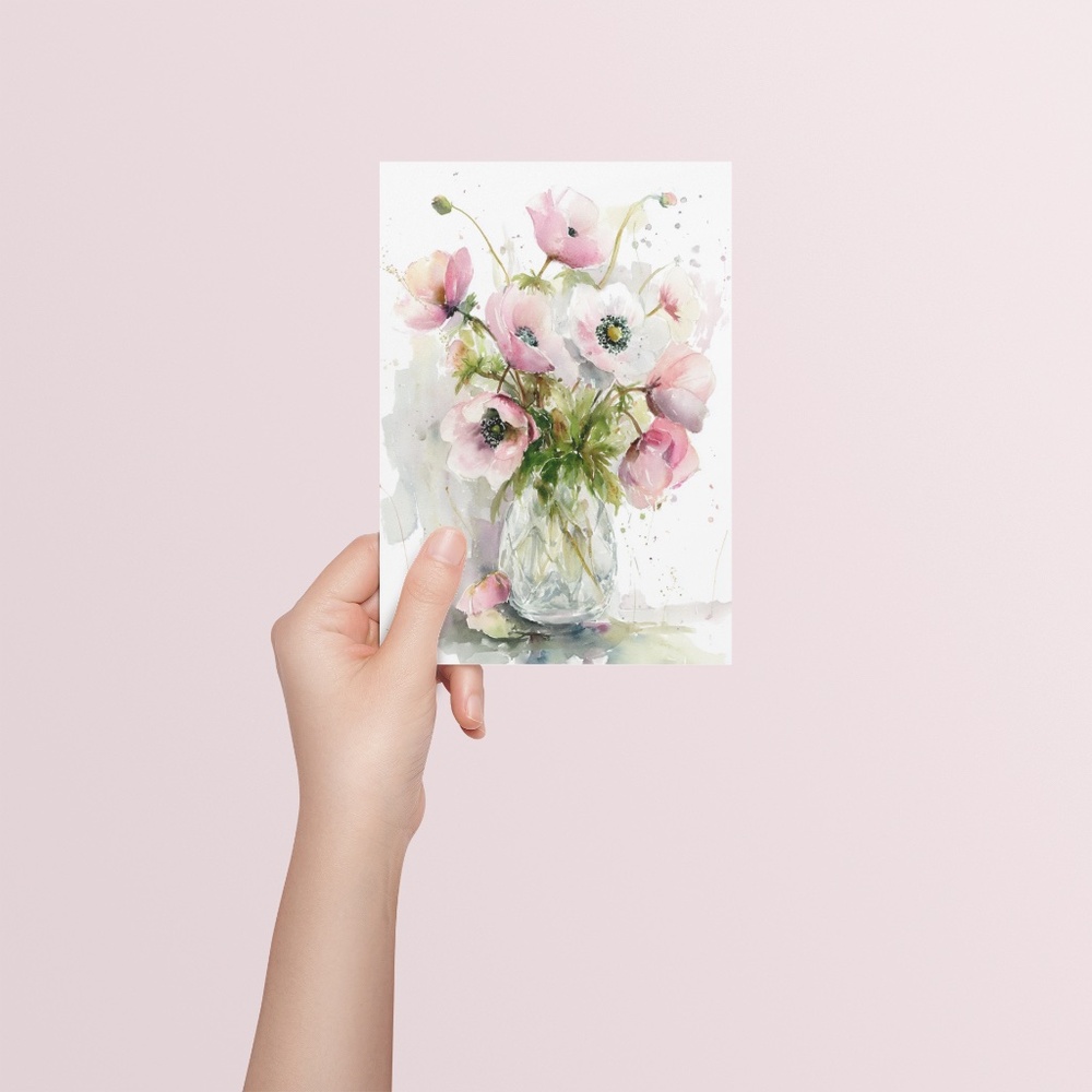 Watercolor Anemone Flowers Wall Art Illustration Print Poster Unframed - Picture 5 of 10